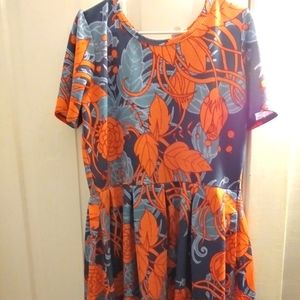 Orange and Blue Floral Dress